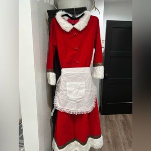 Christmas Holiday Mrs Claus costume size XL Dress Wig Hat Glasses Apron